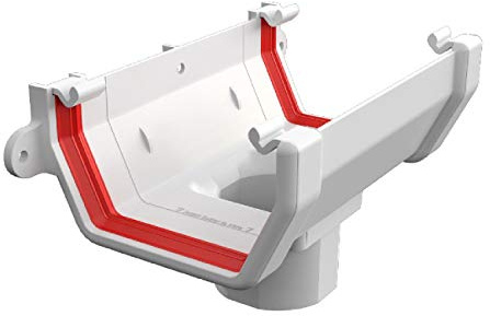 White Square Gutter Running Outlet, Freeflow 114mm Rain Water Systems