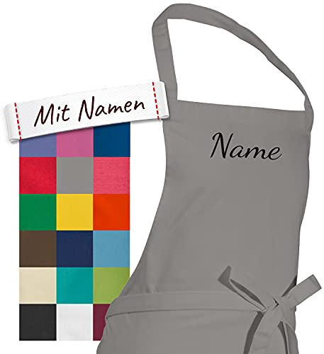 LALALO Personalisierte Schürze mit Namen, Latzschürze Bestickt, Kochschürze Grillschürze Damen Herren, Malschürze Basteln, Kochen, Garten oder Werken, 100x80 cm