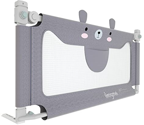 HENGMEI Bettgitter Bettschutzgitter Kinderbettgitter 150cm Babybettgitter Rausfallschutz höhenverstellbar für Babys und Kinder (Kleiner Bär)
