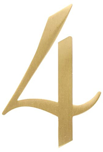 Zayookey Letrero de números de casa de latón macizo de 2 pulgadas, números de dirección del hogar, números de buzón 3D para puerta de habitación de hotel, placa de calle (número de puerta 4)