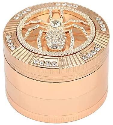 HirrWill 2.4 inch Rose Gold Diamond Grinder 4 Piece Spice Herb Crusher Grind Tobacco Bud Scraper