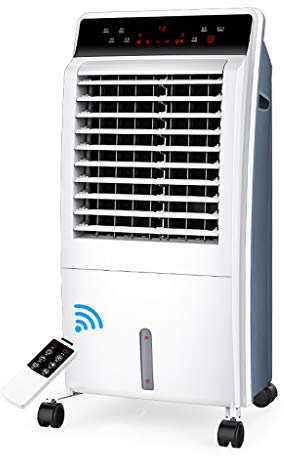 Samnuerly Enfriador de Aire por evaporación, humidificador purificador de Aire con Enfriador de Aire portátil 3 en 1 Tanque de Agua de 10 litros Un Blanco Elegante y Funcional 36X28X80CM