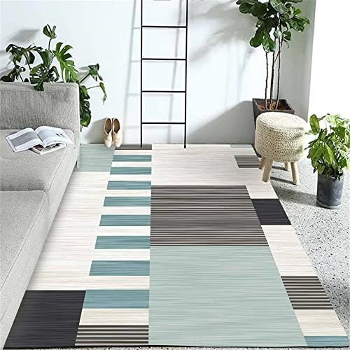 DJHWWD Zimmers Teppichboden blau tepisch Teppich Garten Outdoor Teppich Salon blau gestreifter minimalistischer Wohnzimmerteppich waschbar 50X80CM Teppich Antirutsch fleckerlteppich