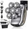 Rasoir Electriques Chauve Hommes Tondeuse Cheveux: Rechargeable, têtes Rotatives Tondeuses 0mm Sans Fil étanche, Professionnelle Barbe Corps Nez Oreilles Tête et Visage