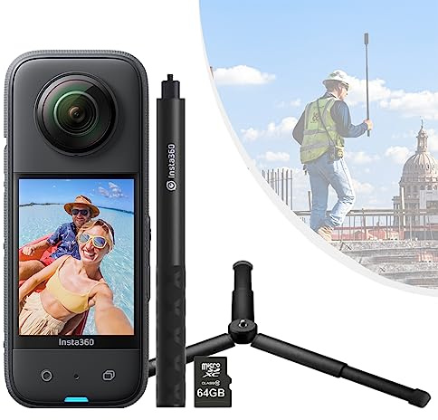 Insta360 X3 360 Degree Action Camera SURVEY Kit inc: Invisible Selfie Stick + Tripod + 64GB