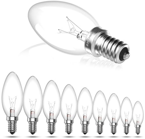 Luxvista 10 x Clear Candle Small Edison Screw Cap SES E14 Lamp Light Bulbs 62W Bulbs, Warm White 2700K, Classic C35 Dimmable Screw in LED Replacement Light Bulb for Chandelier, Touch Lamp, AC 220-240V