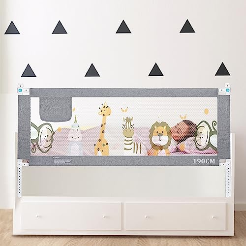 Sentasi Barrière De Lit Bébé Et Enfant 190cm, Barriere De Securite Enfant Lit avec élévation Verticale Et Double Verrouillage, Protection Lit Enfant (1 Côté)