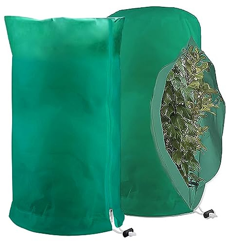 2 Stück Pflanzenschutz Winter Kübelpflanzen,Winterschutz für Kübelpflanzen 80x60cm,Pflanzen Winterschutz Draußen,Schutzhülle Pflanzen Winter mit Reißverschluss Zugband,Winterschutz für Pflanzen