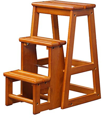 AAMNA Escabeau Pliant Convertible avec 3 marches, escabeau, Chaise d'escalier en Bois, escabeau élargi, Robuste, Max 150 kg