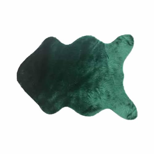Treer Faux Lammfell Schaffell Teppich, Lammfellimitat Teppich Longhair Fell Optik Nachahmung Wolle Bettvorleger Kunstfell Dekofell Sofa Matte für Kinderzimmer (80 * 135cm,Dunkelgrün)
