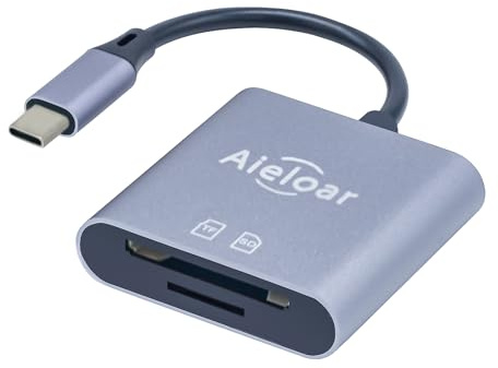 USB C Lecteur de Carte SD,Aieloar 2-en-1 Micro SD Aluminium Adaptateur de Carte Mémoire Externe Super Vitesse Simultané à Lire et Écrire