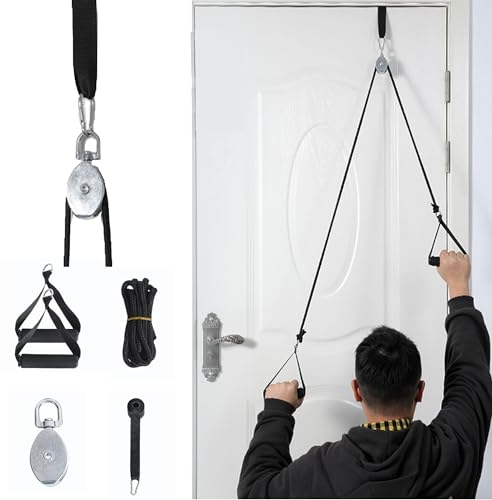 SQAQS Fisioterapia Hombro Polea, Poleas Rehabilitacion Hombro para Fisioterapia, Cuerdas Ejercicio Puerta para Rehabilitación, Ejercicio y Prevención de Lesiones (Traje de cuatro piezas)