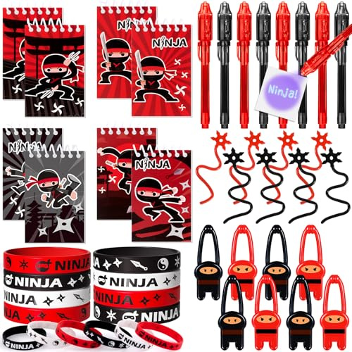 Ninja Pinatas Geburtstag Ninja Details Geburtstag Kinder mit Stift unsichtbarer Tinte und Notizbuch Silikon Armband Schleuder für Kinder
