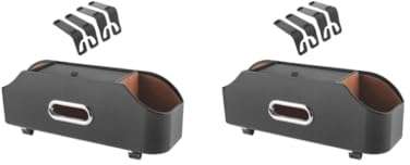 NeaxgeandX 2 x Autositz-Organizer, Taschentuchhalter, PU-Leder, Aufbewahrung, 2 Getränkehalter, schwarz, 34,8 x 12 x 9,3 cm
