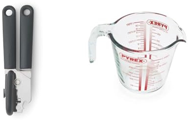 Brabantia 121869 Tasty+ Can Plus Bottle Opener, Dark Grey & Pyrex Measuring Jug 500ml | Capacity 568ml / 20 Ounce | P586, Multicolor