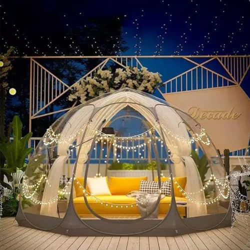 RuiYiL Transparentes Kuppelzelt, Pop-Up-Pavillon mit Blasenzelt, Iglu-Kuppel-Überdachung für 4–6 Personen für Gartenterrasse, wasserdichtes Gartenkuppelhaus, geeignet für Terrasse