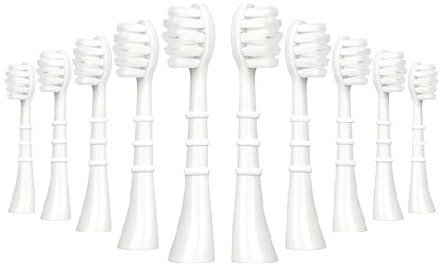 Lot de 10 brossettes de rechange durables compatibles avec brosse à dents électrique sonique Eco VIBE 3, têtes de brosse interchangeables, blanches, soulagent l'inflammation des gencives