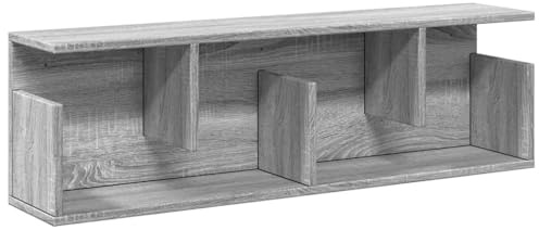vidaXL Wandregal, Regal mit Stauraum Hängend Wanddeko, Hängeregal Schweberegal für Wohnzimmer, Bücherregal Wandboard, Grau Sonoma Holzwerkstoff