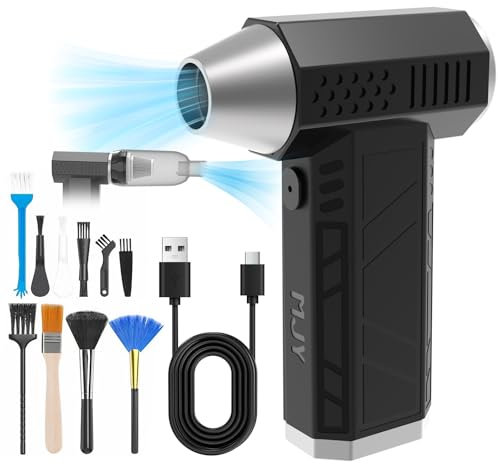 MJY 180000 U/min 2 in 1 Elektrische Staubgebläse Druckluftspray,7600mah Akku 4-Gang einstellbar Compressed Air Duster Mit LED Laterne für Autostaubsauger PC Reinigungsset,Sofa