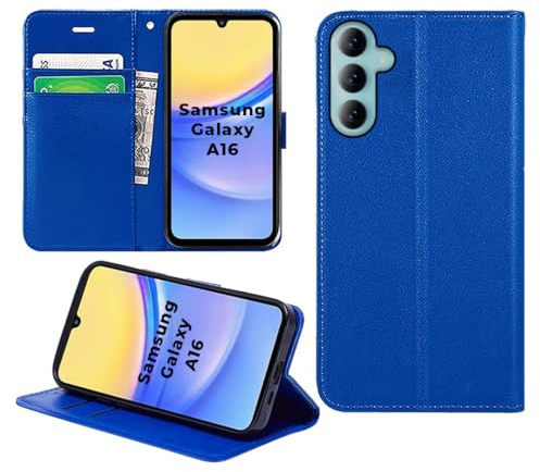 DN-Technology For Samsung Galaxy A16 Case Flip Wallet [Card Holder] [Magnetic Closure] [Kickstand] PU Leather Phone Cover 6.7 inch (BLUE)