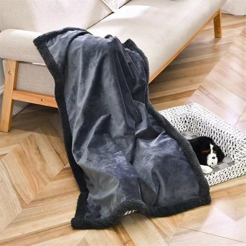 BESTORI Hundedecke Wasserdicht weiche Haustier Decke Fleecedecke Waschbare Schlafunterlage Katzendecke Hundesofa Schutzdecke für Autositz Couch Bett, Grau, 50x75cm