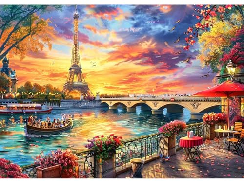 MEIYUDA 5D DIY Diamond Painting Kit Completo Vista su Parigi, Diamant Painting Fai-da-te Diamond Painting, Pittura Diamante Strass Ricamo a Punto Croce Painting per Decorazioni Casa 40x30cm