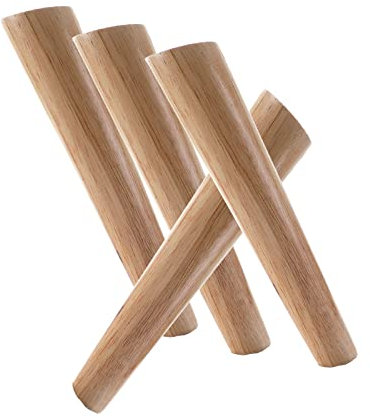 Set di 4 gambe per mobili in legno massello, 39,9 cm, a cono obliquo, per poltrone, spesse, per armadietti, tavoli da pranzo, ferramenta, gambe in legno, da esperti di mobili