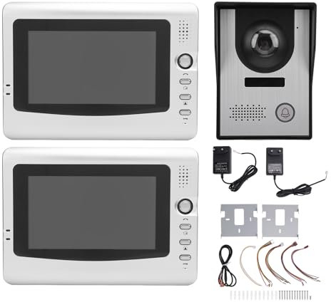 Videocitofono Cablato, Videocitofono a 4 Fili per Villa Domestica, con 2 Schermi LCD a Colori 7 Pollici per Interni, Visione Notturna, Supporto Sblocco Remoto (Spina