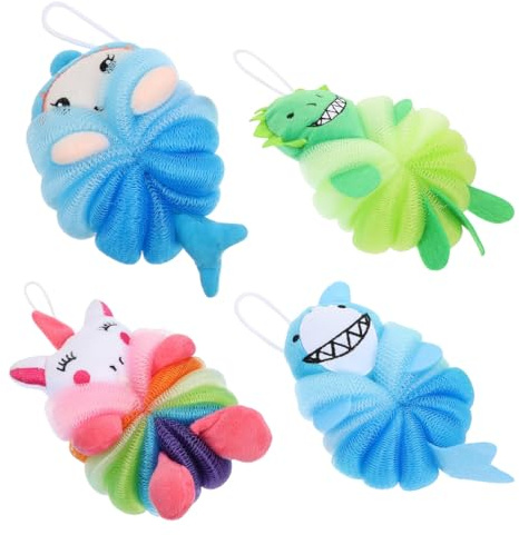 Vaguelly Entzückendes Tierdesign Badewanne Für Kinder 4-teiliges Mesh-duschwerkzeug