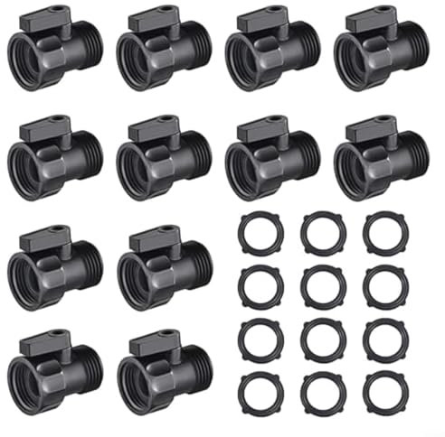 Puupaa 12 valvole di chiusura per tubo da giardino, connettori per controllo del flusso d'acqua da 3/4, raccordi in plastica per sistemi di irrigazione, camper, spruzzi, irrigatori