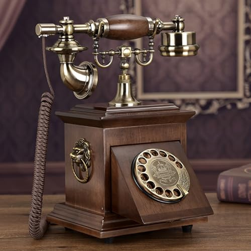 UIYOHSADG Retro urtavla telefoner för fast telefon, trådbunden kontorstelefon, vintage telefon med klassisk ringsignal och påminnelsefunktion, för hemmakontor café bar hotell, brun