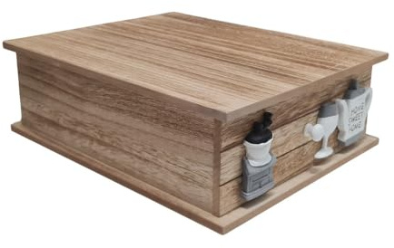 BOX PER CAFFè DECORO LEGNO NATURALE CASSETTO Contenitore Elegante e Pratico per Cialde di Caffè 33 * 27 * 11CM (WES 62289)