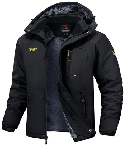 Rdruko Skijacke Herren Wasserdicht Winterjacke Snowboardjacke mit Kapuze | Winddicht Softshelljacke Fleece Warm Gefüttert Verdickt Wanderjacke Atmungsaktiv Outdoorjacke Funktionsjacke