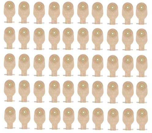 Aboiled 50 sacchetti per stomia, monopezzo, sacchetti svuotabili per colostomia, ileostomia, stomi, valvola di scarico 20-60 mm, sacchetti per colostomia