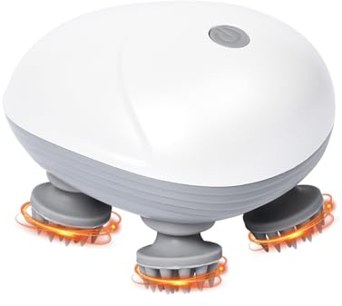 Pumwoy Masseur de Tête Électrique avec 4 Têtes de Massage 3 Modes de Pétrissage, Masseur pour Animaux de Compagnie pour Chiens et Chats, Masseur de Cuir Chevelu pour Relaxation du Stress, Étanche IPX7