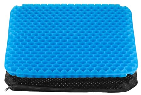 Gel Seat Cushion for Office Chair & Car - Honeycomb Design Relieves Tailbone (Coccyx), Sciatica, Back Pain & Pressure Sores - Ergonomic Computer Gaming & Wheelchair Cushion - Blue, 40x35x2.4cm