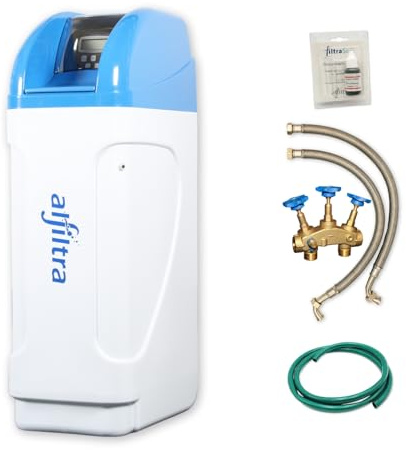 ALFILTRA Wasserenthärtungsanlage - Basic 60 - Kompakte Entkalkungsanlage für weiches Wasser, Salzsparend, einfache Installation, automatisch, für 4 bis 8 Personen, mit Anschlussset