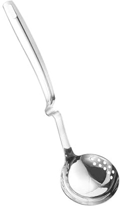 KiBcsLic Mestolo Zuppa Acciaio Inox con Manico S Forma Cucchiaio Schiumatoio Forato con Foro Appeso per Scolare E Servire Zuppe Sughi Verdure Pasta