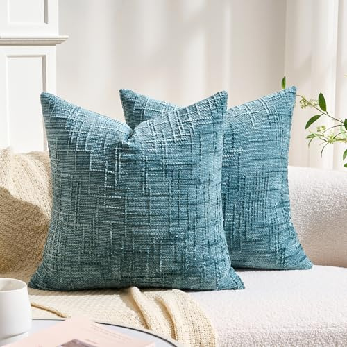 BonBotimen Federe Cuscini 50x50 cm Lago Blu, Fodera per Cuscino in Ciniglia, Cuscini Decorativo per Divano, Federe Cuscino Letto, Decorazione Morbida Per Divano, Camera Da Letto, Soggiorno, 2 Pezzi