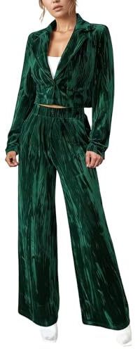 Generisch Weihnachtsoutfit Damen Samtanzug, Zweiteiliger Blazer und Hose Set, Business Anzug, Vintage Hosenanzug