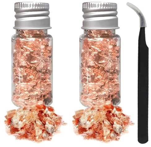 PLABBDPL 1 flaska guldflingor, med 1 pincett, guldfoliefragment, bladguld för pyssel, multifunktionell guldfolie papper dekorativ film för gör-det-själv pysselarbeten, konstnärsbehov och nagelkonst