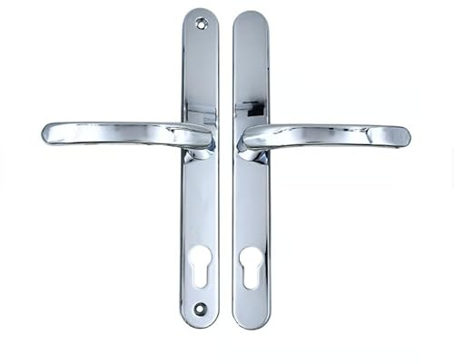 Lever UPVC Multipoint Door Handles, 92mm PZ, 240mm Screw Centres, 270mm Backplate, Sprung Mechanism, Replacement Handle Set (Chrome)