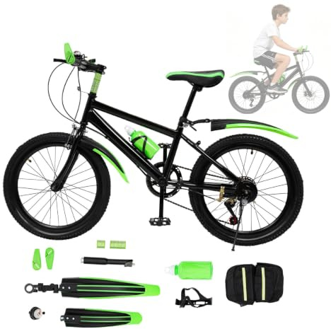 BTGSHYNM 20 Zoll Kinderfahrrad, 7 Gang Mountainbike mit Höhenverstellbarem Sitz, Trinkflasche, Halter und Aufbewahrungstasche, Upgrade Kinder Fahrrad für Jungen und Mädchen, Tragfähigkeit: 75 kg