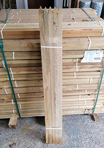 F&G Supplies 10 x 1.2m (4ft) tall square wooden pointed pressure treated wooden plant tree stakes posts - Baltic slow grown so much stronger and longer lasting than Agricultural grade stakes