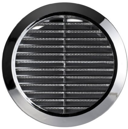 Griglia di ventilazione per l'aria, circolare, cromata, regolabile, di canalizzazione e connessione, 100 mm, 125 mm, 150 mm, T36M