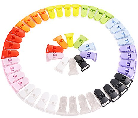 LIHAO 50x Pacifier Clips Holders for Teething Toys Baby Blankets - 10 Colors