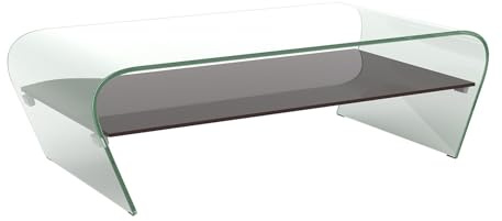 Vente-unique-Table Basse - Verre trempé - Tablette Noire laquée - Kelly