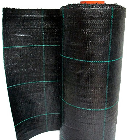 Telo pacciamatura nero quadrettato verde in polipropilene antistrappo rotolo 100mt (0,52 mt)