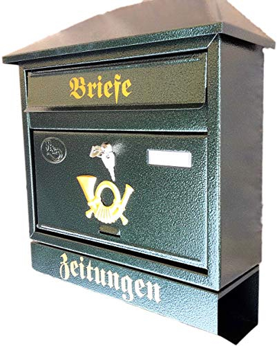 Pachurka & Dąże Großer Briefkasten Postkasten Grün XXL Grün mit Montagematerial Retro