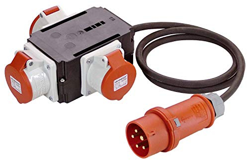 as - Schwabe MIXO Adaptador / Distribuidor de corriente O - Enchufe CEE a 3 tomas CEE - Robusto distribuidor de corriente para obras - IP44 I 60529